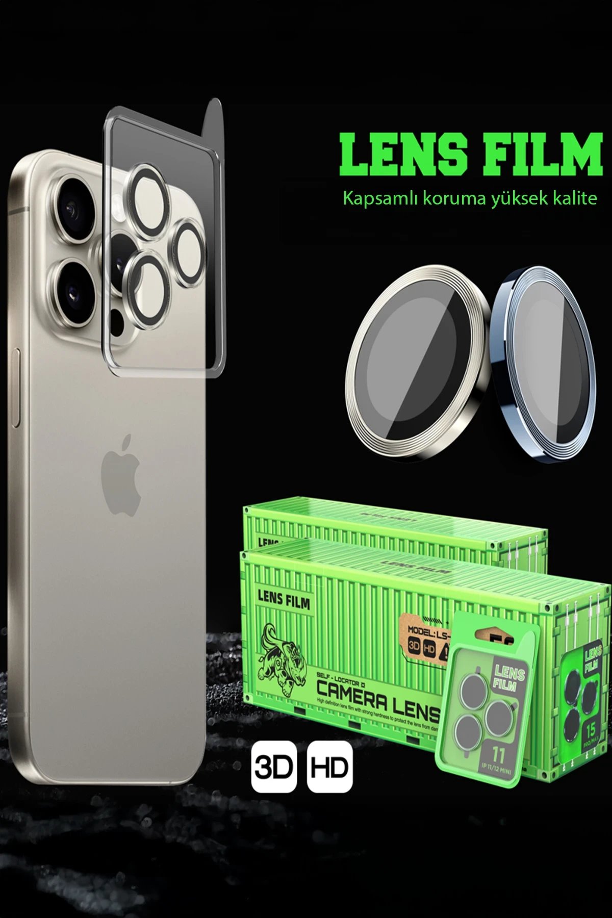 Apple iPhone 16E Raze Metal Kamera Lens - Gümüş-(5796) - Görsel 2
