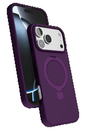 Apple iPhone 17 Pro Max Regal Magsafe Standlı Kapak - Derin Mor-(5796)
