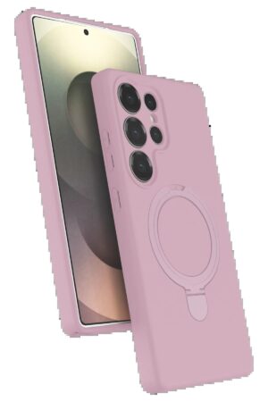 Samsung Galaxy S25 Ultra Regal Magsafe Standlı Kapak - Açık Pembe-(5796)