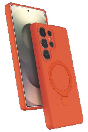Samsung Galaxy S25 Ultra Regal Magsafe Standlı Kapak - Turuncu-(5796)
