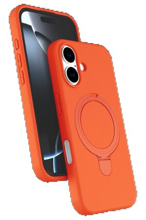 Apple iPhone 16 Plus Regal Magsafe Standlı Kapak - Turuncu-(5796)