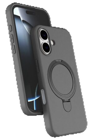 Apple iPhone 16 Plus Regal Magsafe Standlı Kapak - Titan Gri-(5796)