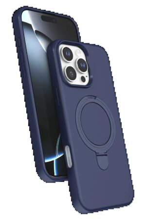 Apple iPhone 16 Pro Max Regal Magsafe Standlı Kapak - Lacivert-(5796)