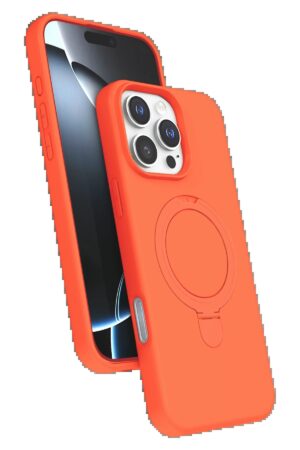 Apple iPhone 16 Pro Regal Magsafe Standlı Kapak - Turuncu-(5796)