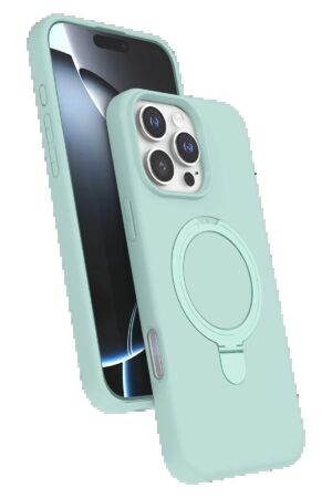 Apple iPhone 16 Pro Regal Magsafe Standlı Kapak - Su Yeşili-(5796)