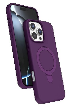 Apple iPhone 16 Pro Regal Magsafe Standlı Kapak - Derin Mor-(5796)