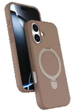 Apple iPhone 16 Regal Magsafe Standlı Kapak - Çöl Titanyum-(5796)