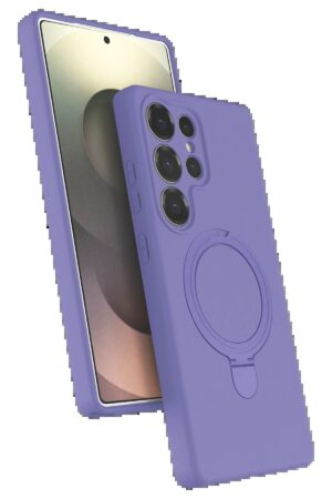 Samsung Galaxy S23 Ultra Regal Magsafe Standlı Kapak - Lila-(5796)
