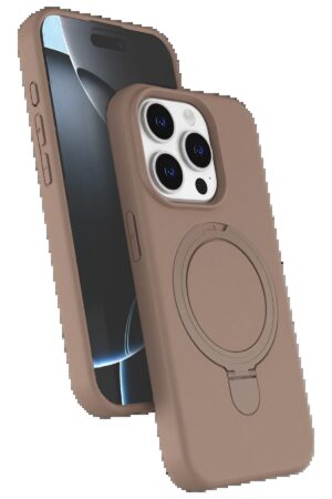 Apple iPhone 15 Pro Max Regal Magsafe Standlı Kapak - Çöl Titanyum-(5796)