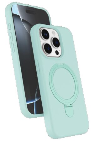 Apple iPhone 15 Pro Max Regal Magsafe Standlı Kapak - Su Yeşili-(5796)