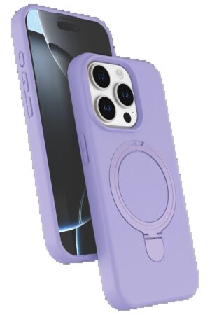 Apple iPhone 15 Pro Max Regal Magsafe Standlı Kapak - Lila-(5796)