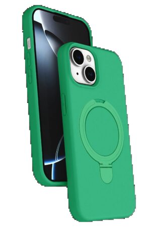 Apple iPhone 15 Plus Regal Magsafe Standlı Kapak - Yeşil-(5796)
