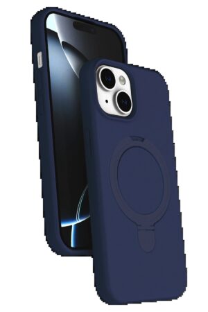 Apple iPhone 15 Plus Regal Magsafe Standlı Kapak - Lacivert-(5796)