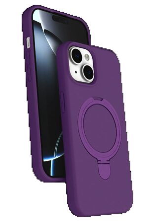 Apple iPhone 15 Plus Regal Magsafe Standlı Kapak - Derin Mor-(5796)