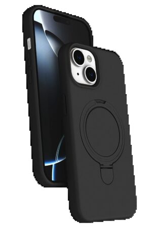 Apple iPhone 15 Regal Magsafe Standlı Kapak - Siyah-(5796)