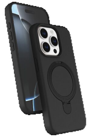 Apple iPhone 14 Pro Max Regal Magsafe Standlı Kapak - Siyah-(5796)