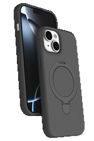 Apple iPhone 14 Regal Magsafe Standlı Kapak - Titan Gri-(5796)