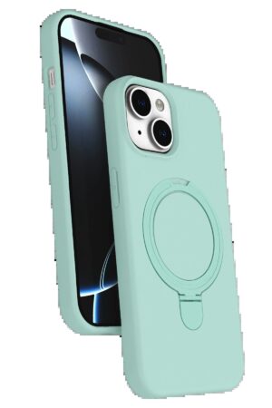 Apple iPhone 14 Regal Magsafe Standlı Kapak - Su Yeşili-(5796)