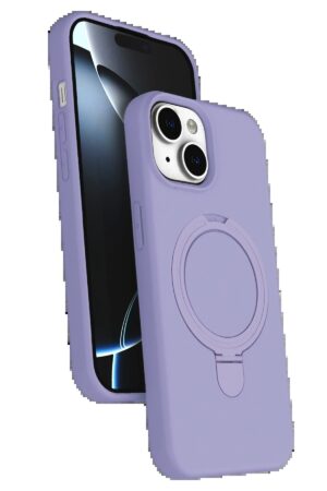 Apple iPhone 14 Regal Magsafe Standlı Kapak - Lila-(5796)