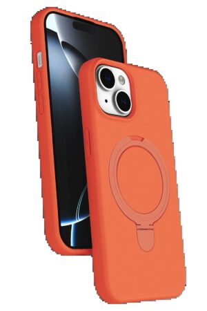 Apple iPhone 14 Regal Magsafe Standlı Kapak - Turuncu-(5796)