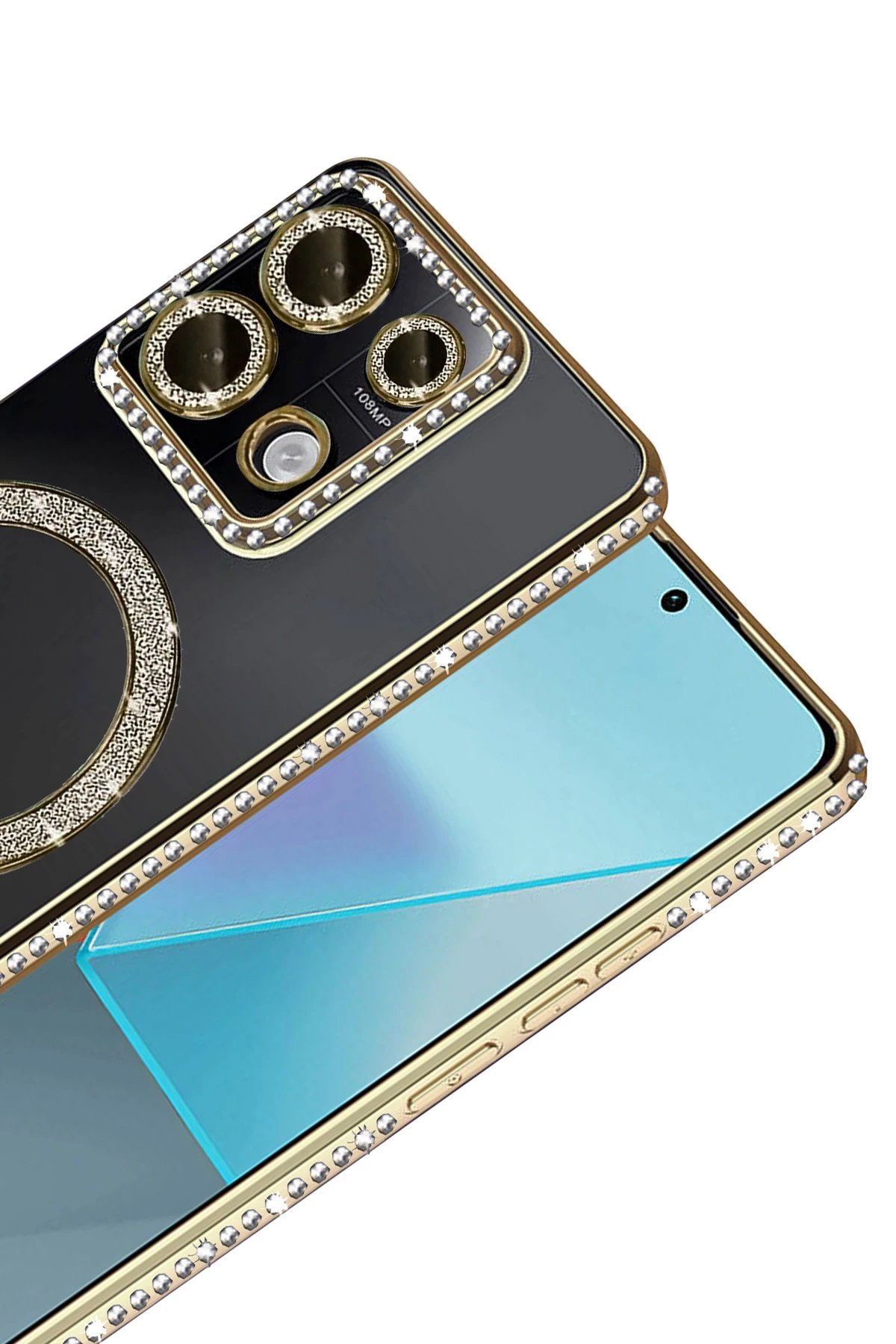 Xiaomi Redmi Note 13 Pro 4G Joke Simli Magneticsafe Kılıf - Gold-(5796) - Görsel 2