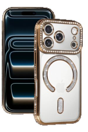 Apple iPhone 17 Pro Joke Simli Magneticsafe Kılıf - Gold-(5796)