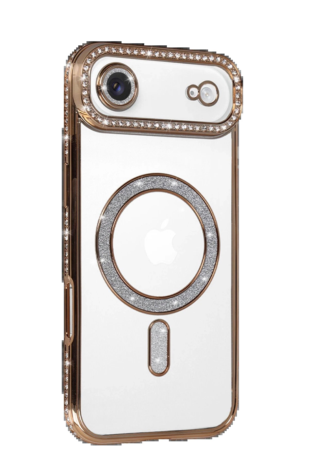 Apple iPhone 17 Air Joke Simli Magneticsafe Kılıf - Gold-(5796) - Görsel 2