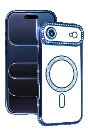 Apple iPhone 17 Air Joke Simli Magneticsafe Kılıf - Mavi-(5796)