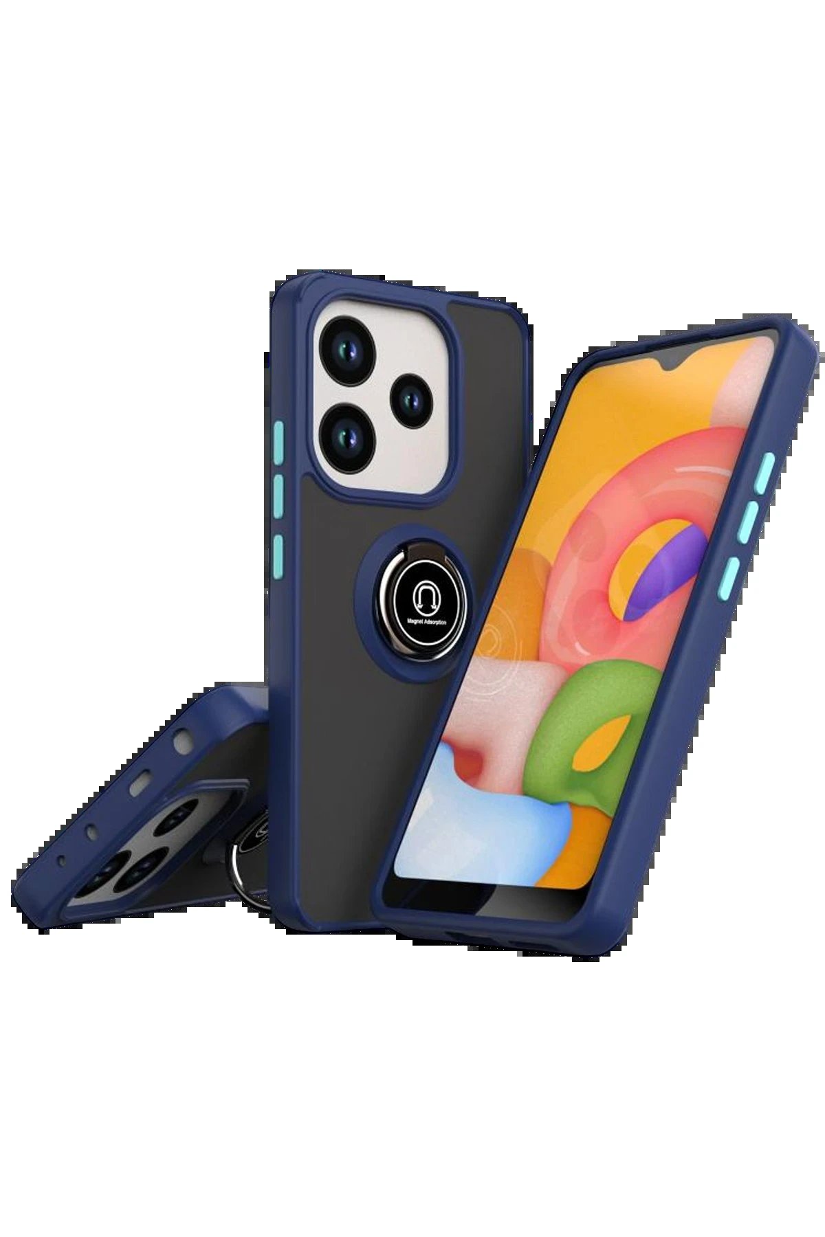 Xiaomi Redmi Note 14 4G Montreal Yüzüklü Silikon Kapak - Lacivert-(5796)