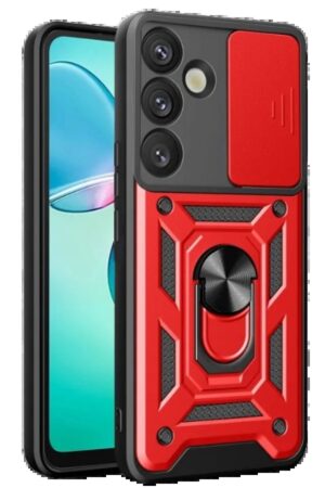 Samsung Galaxy S25 FE Pars Lens Yüzüklü Silikon - Kırmızı-(5796)