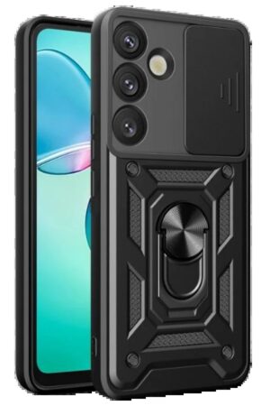 Samsung Galaxy A17 5G Pars Lens Yüzüklü Silikon - Siyah-(5796)