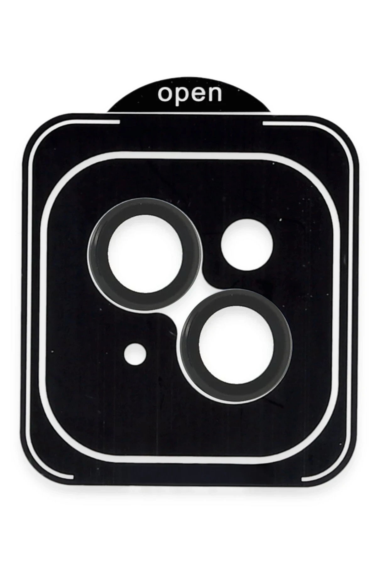 Apple iPhone 13 PVD Metal Kamera Lens - Siyah-(5796)