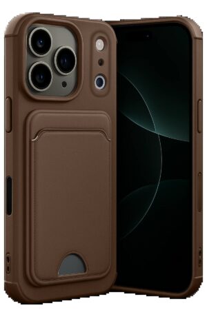 Apple iPhone 17 Pro Max Kelvin Kartvizitli Silikon - Kahverengi-(5796)