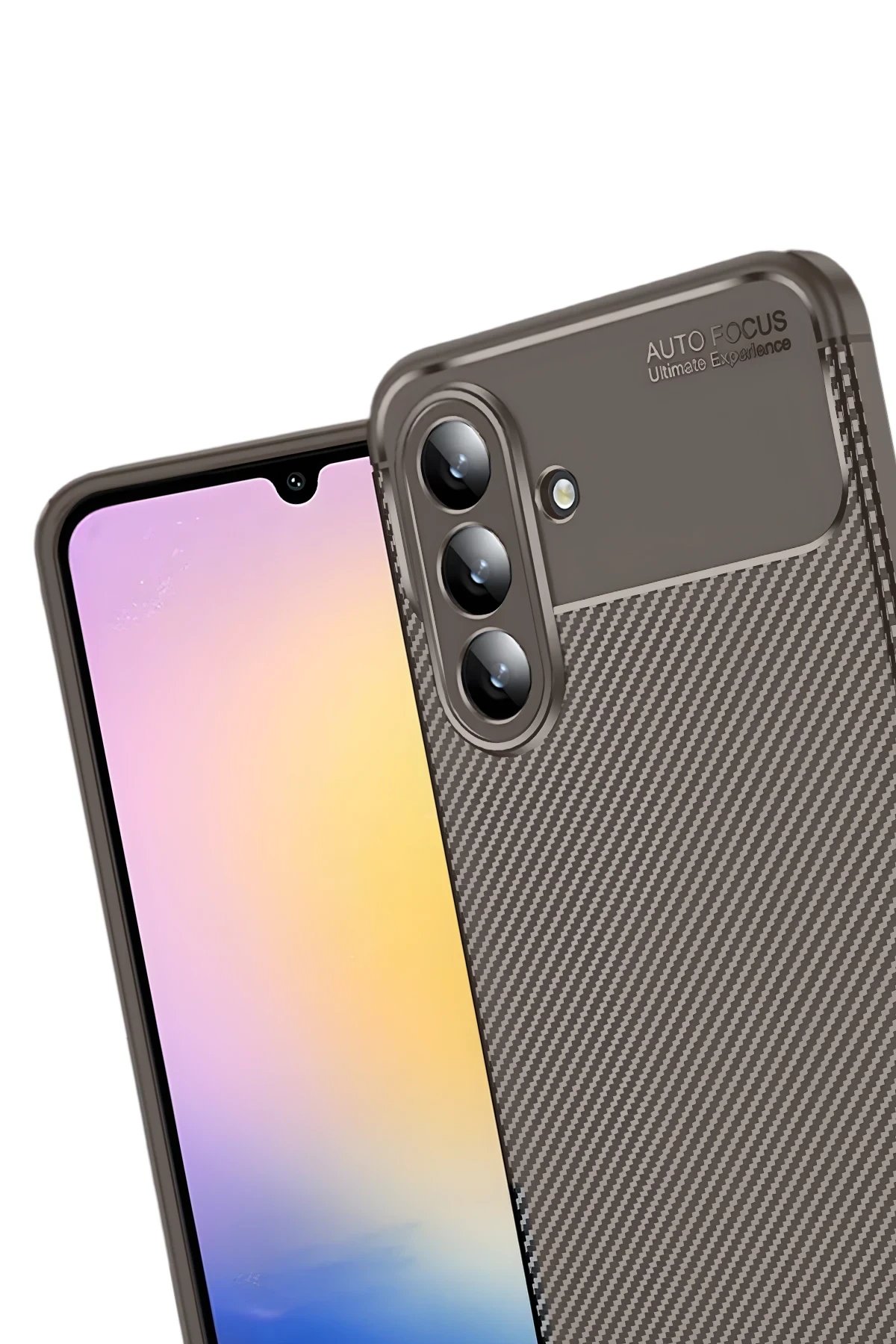 Samsung Galaxy S25 FE Auto Focus Karbon Kapak - Kahverengi-(5796) - Görsel 2