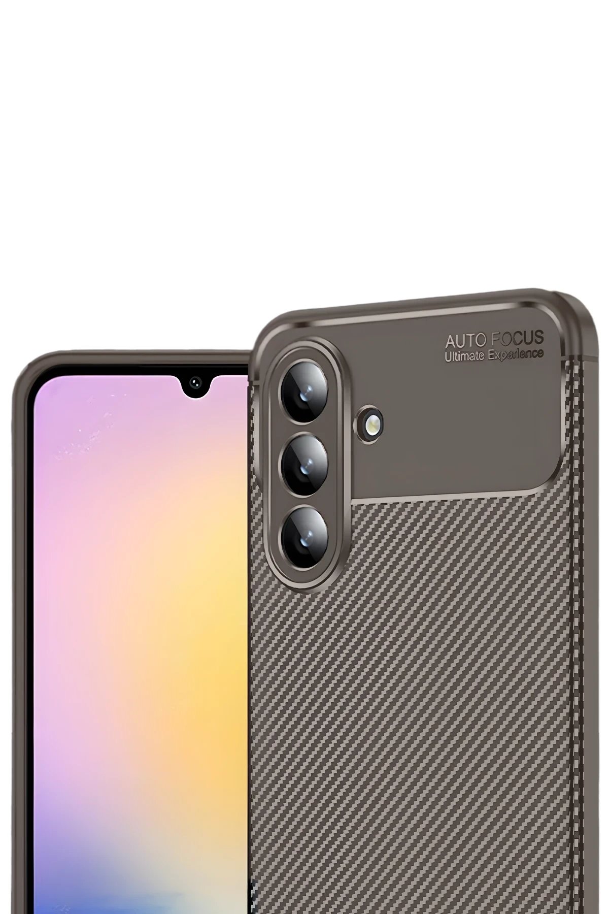 Samsung Galaxy S25 FE Auto Focus Karbon Kapak - Kahverengi-(5796) - Görsel 3