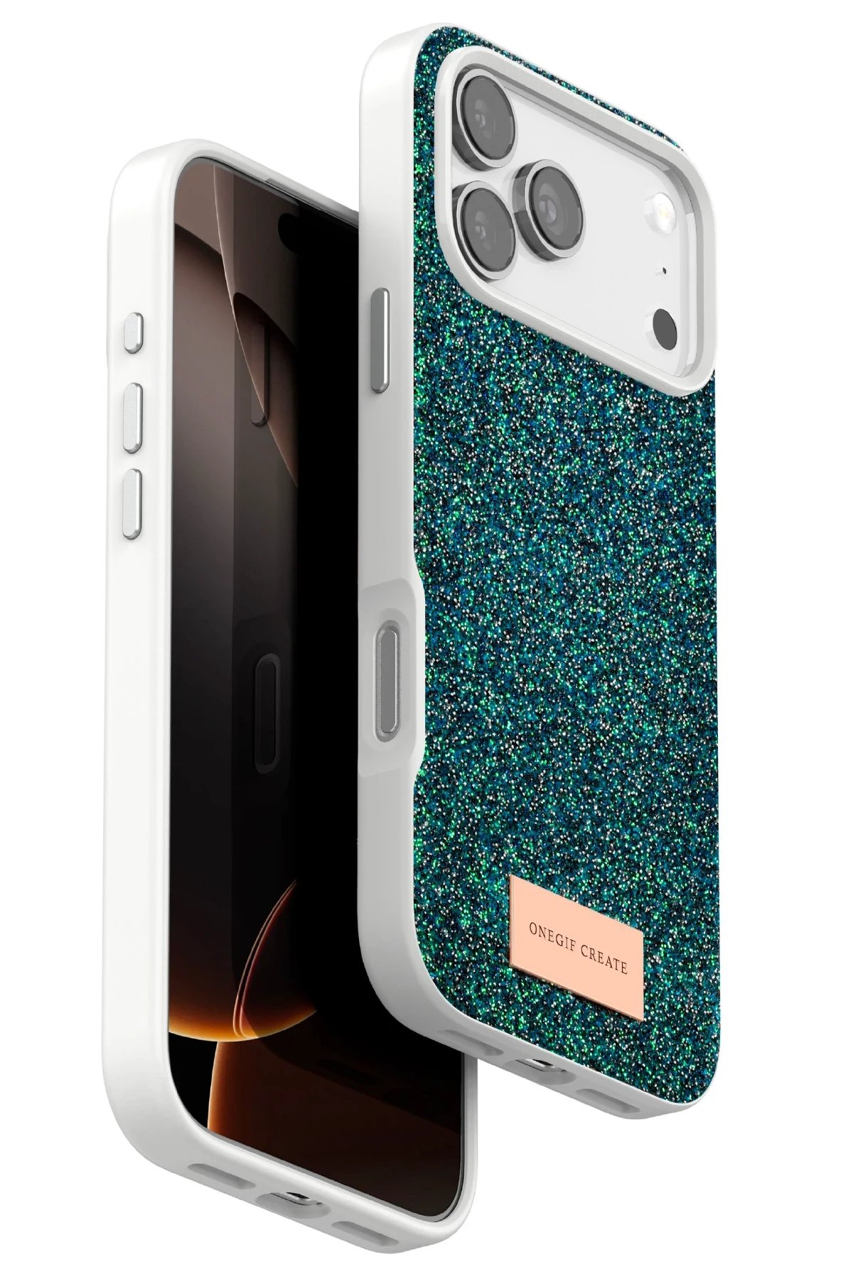 Apple iPhone 17 Pro Bright Simli Kapak - Koyu Yeşil-(5796)