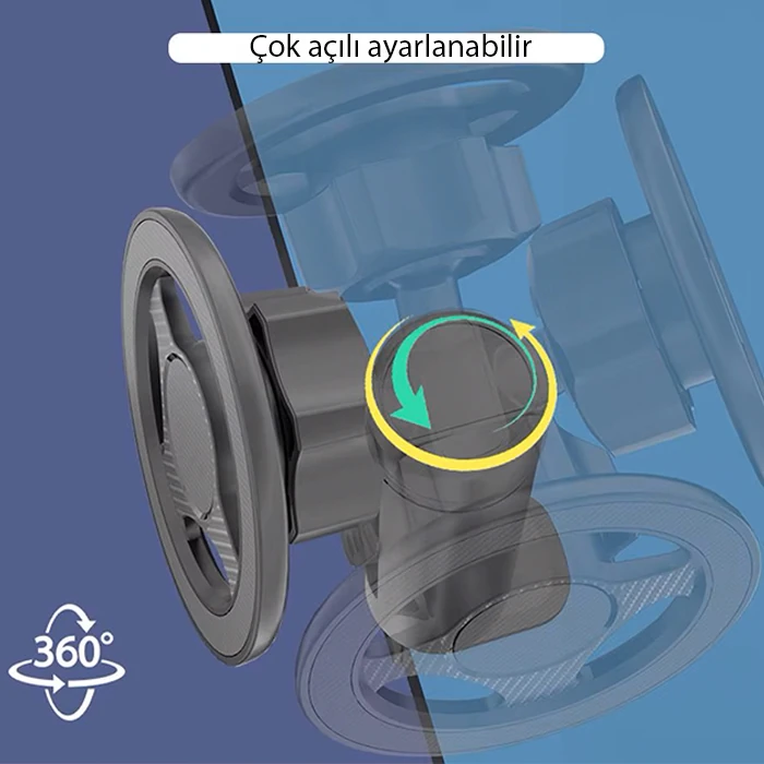 ALLY Magsafe Uyumlu Masa Koltuk Klipsli Manyetik Telefon Tutucu-(5775) - Görsel 4