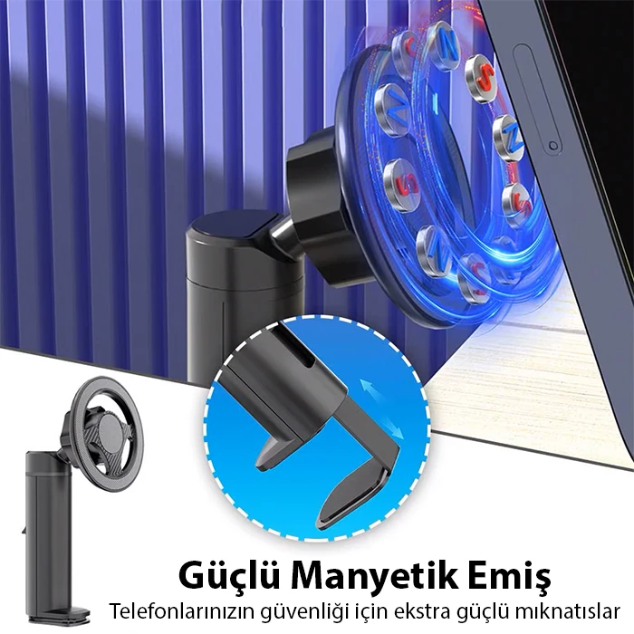 ALLY Magsafe Uyumlu Masa Koltuk Klipsli Manyetik Telefon Tutucu-(5775) - Görsel 5