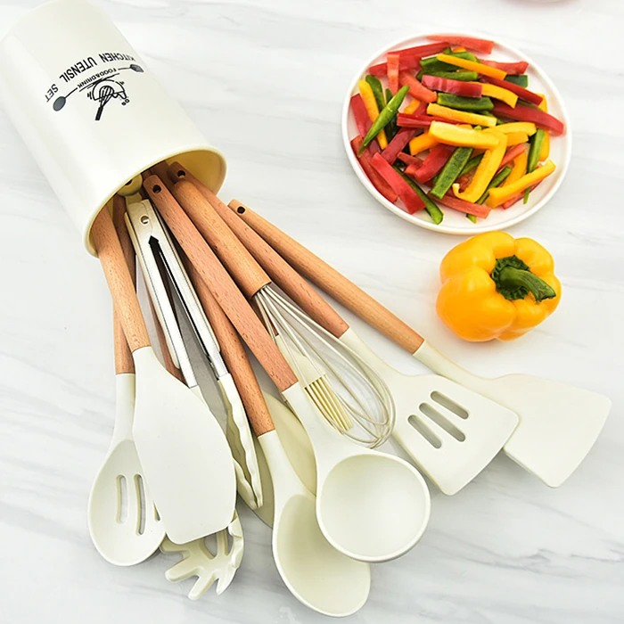 Ezere 11 Parça Silikon Uçlu Ahşap Saplı Mutfak Seti Ve Saklama Kutusu-(5775) - Görsel 4