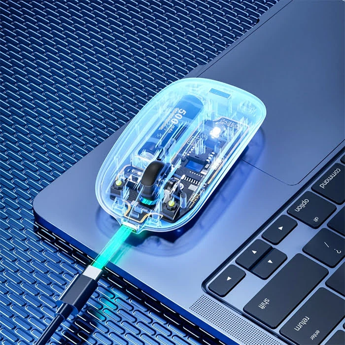 İNPHİC X5 Kablosuz Fare Şarj Edilebilir Sessiz Kullanım 2.4G Transparan USB Mouse-(5775) - Görsel 3