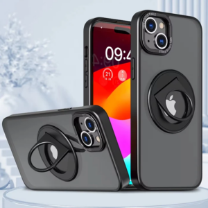 ALLY iPhone 15 İçin Magsafe Uyumlu Yüzük Standlı Manyetik Silikon Kılıf-(5775)