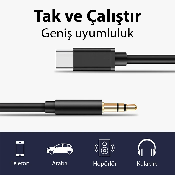 ALLY Type-c To 3.5 mm Audio Aux Kablo-(5775) - Görsel 2