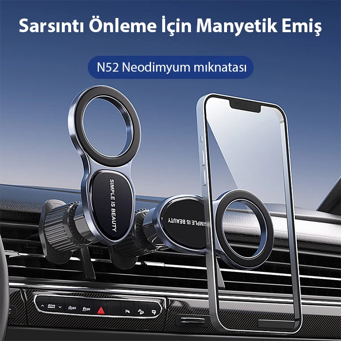 ALLY Magsafe Uyumlu Araç Içi Havalandirma Manyetik Telefon Tutucu-(5775) - Görsel 2