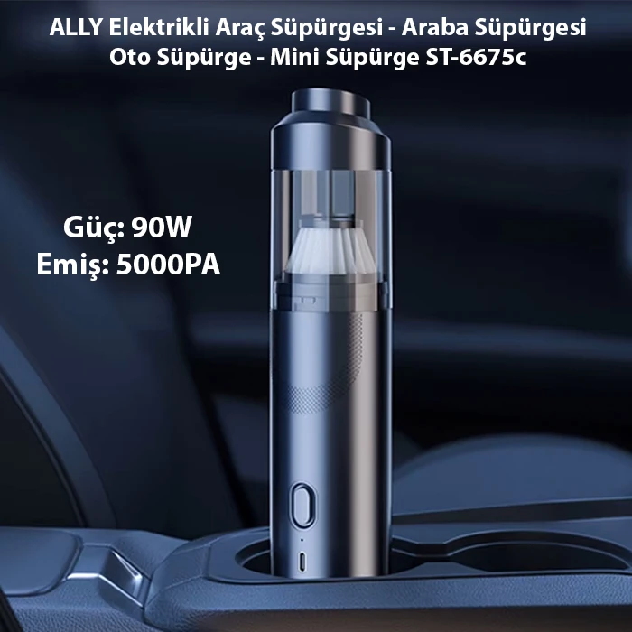 ALLY Elektrikli Araç Süpürgesi - Araba Süpürgesi - Oto Süpürge - Mini Süpürge ST-6675c-(5775) - Görsel 2