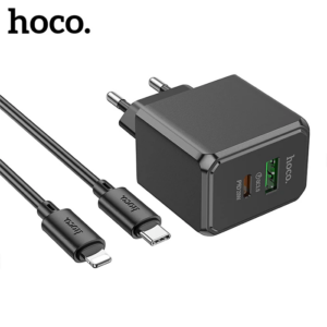 HOCO CS14A Ocean PD20W+QC3.0  Girişli Hızlı Şarj Başlığı Ve Type-C To iPhone Lightning Kablo-(5775)