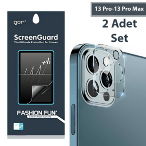 GOR İPhone 13 Pro 13 Pro Max 3D Tempered Cam Kamera Koruyucu 2Adet Set-(5775)