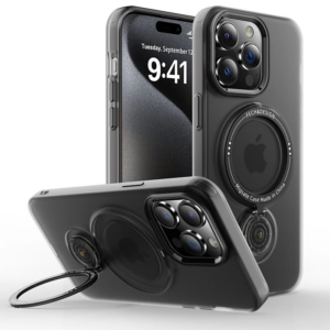 ALLY iPhone 14 Pro İçin Magsafe Uyumlu Standlı Manyetik Silikon Kılıf-(5775)