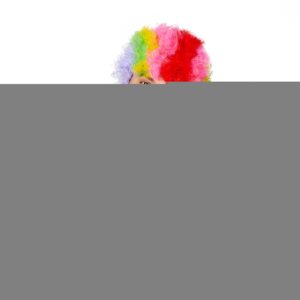 Rengarenk Kıvırcık Afro Bonus Peruk 110 Gr ve Kırmızı Burun Seti