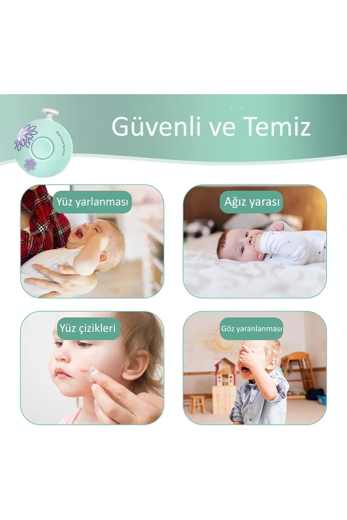 6 Başlıklı Pilli Tırnak Törpüsü ( Bebekler Kullanılabilir ) - Görsel 3
