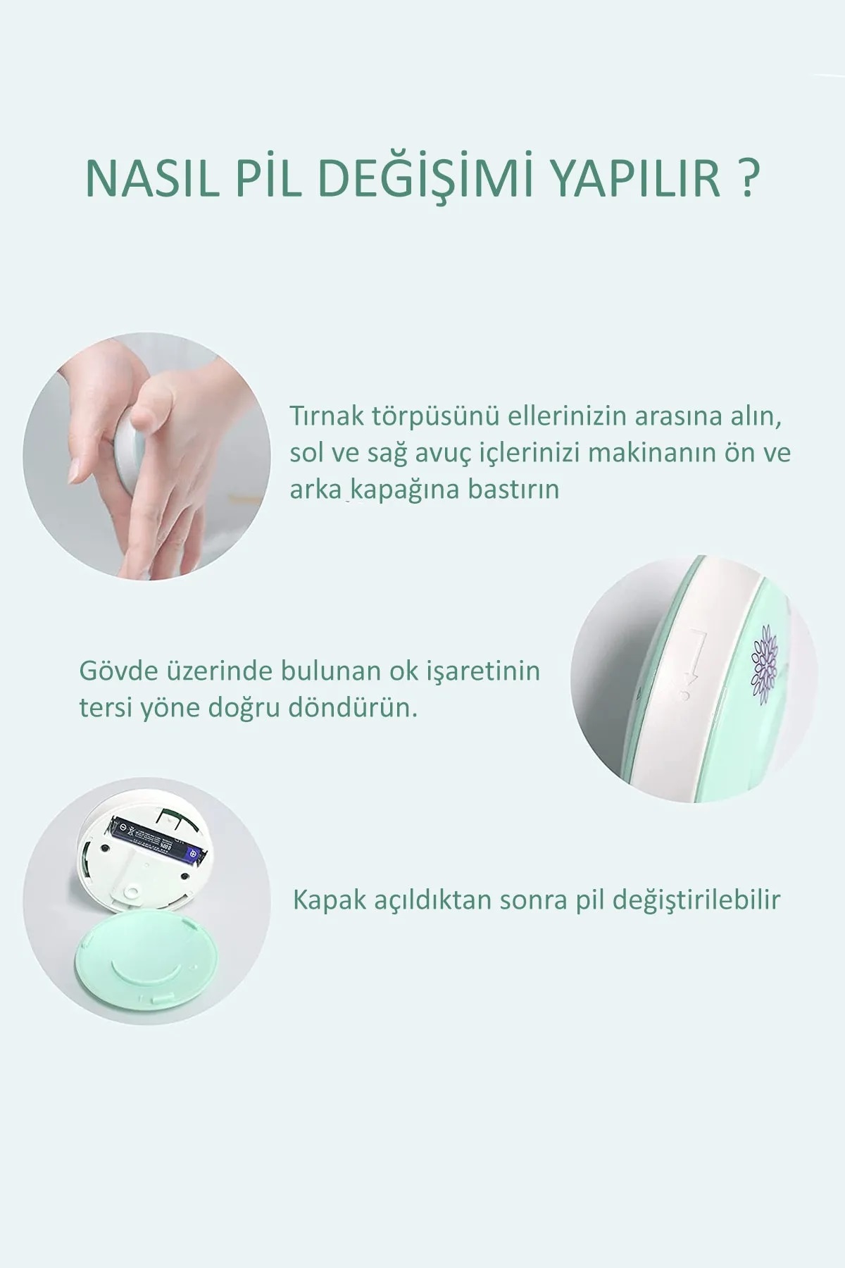 6 Başlıklı Pilli Tırnak Törpüsü ( Bebekler Kullanılabilir ) - Görsel 4